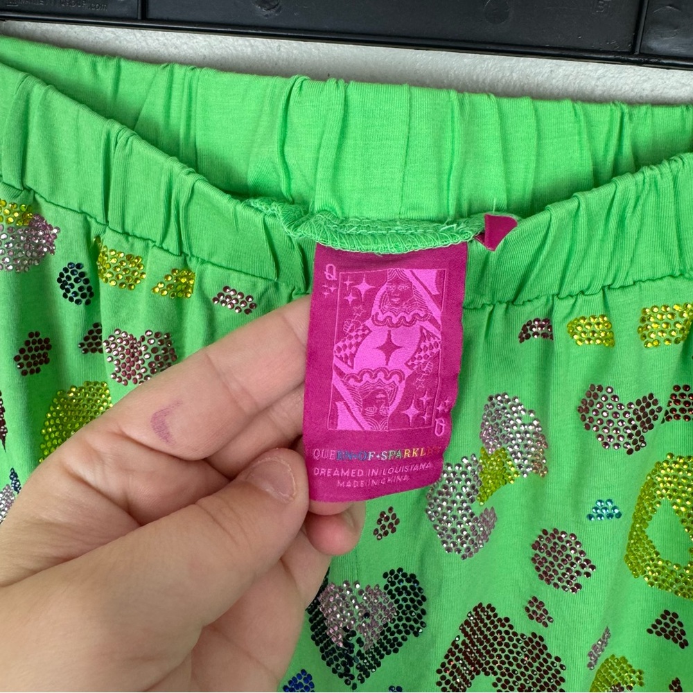 QUEEN OF SPARKLES Green Sequin Shorts - Picture 4 of 6